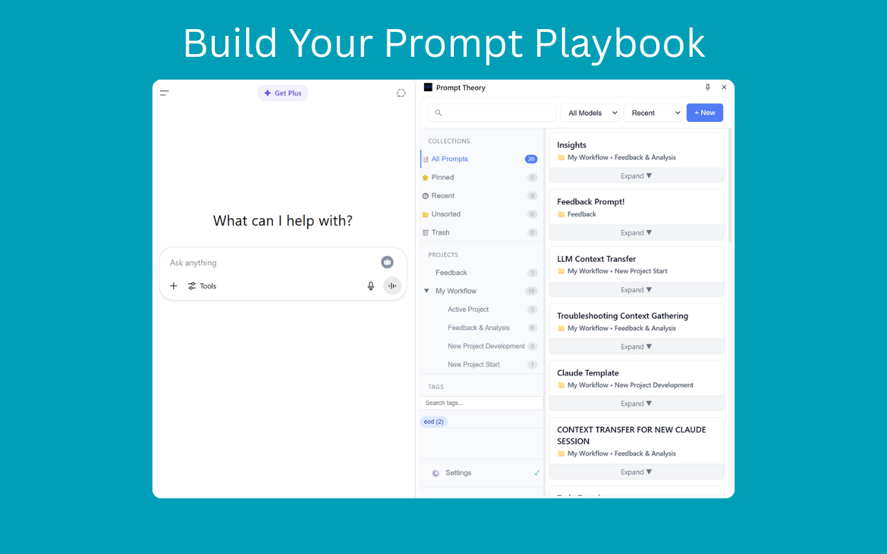 Organize your prompts by project and workflow